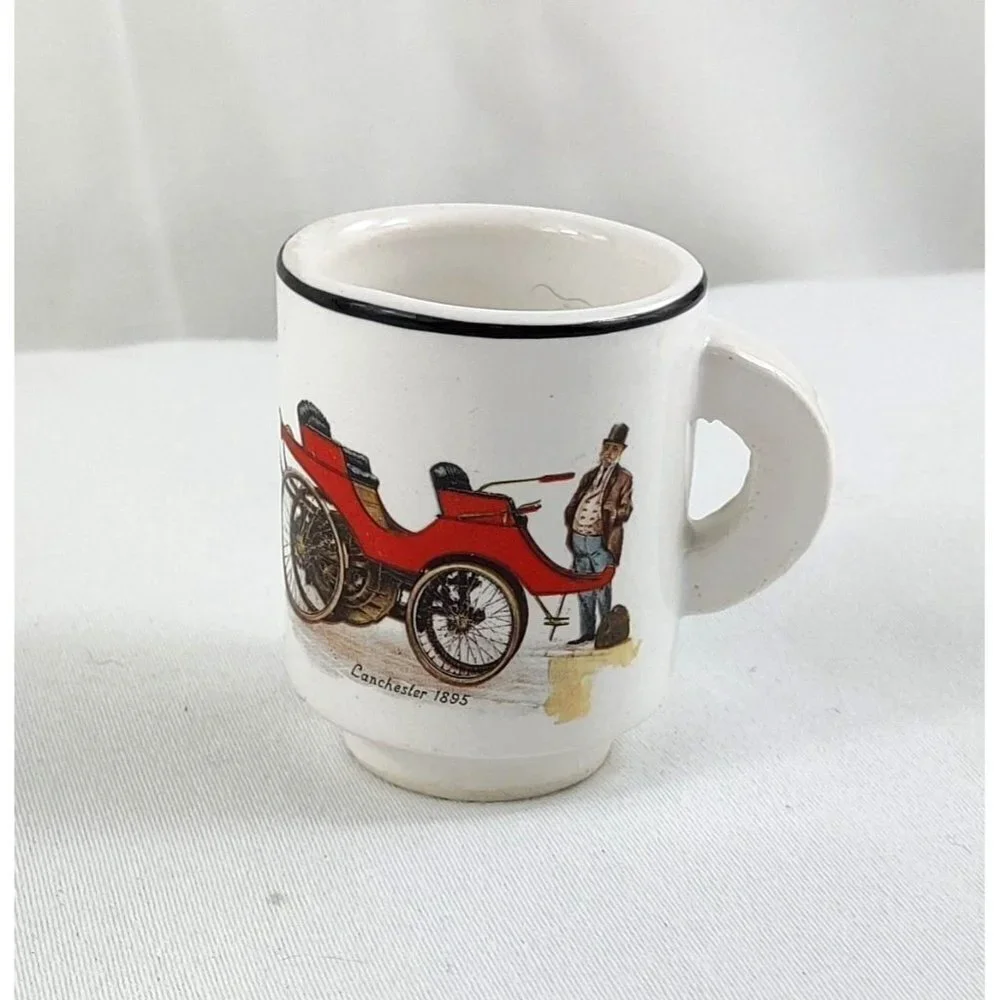 Miniature Coffee Cup 2" Antique Car Henry Ford Museum Lancaster 1895 Steampunk - Picture 4 of 6